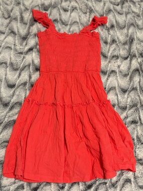 aerie Red Tiered Sundress with Ruffle Straps